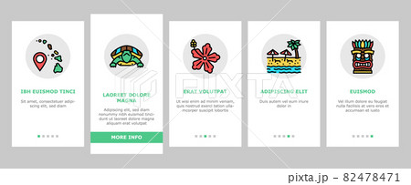 Hawaii Island Vacation Resort Onboarding Icons Set Vector 82478471