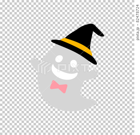 魔女の帽子をかぶったおばけのイラストのイラスト素材