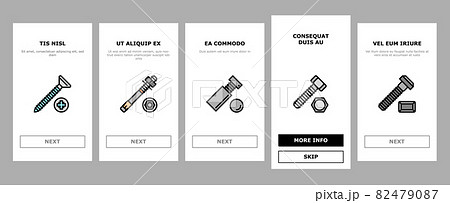Screw And Bolt Building Accessory Onboarding Icons Set Vector 82479087