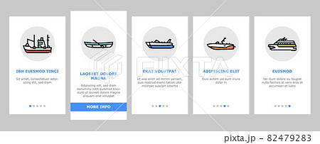 Boat Water Transportation Types Onboarding Icons Set Vector 82479283