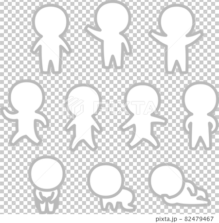 デフォルメした人物のイラストセット 82479467