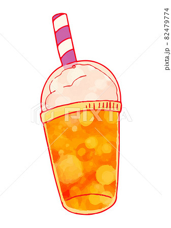 オレンジ味の可愛いホイップの飲み物のイラスト素材