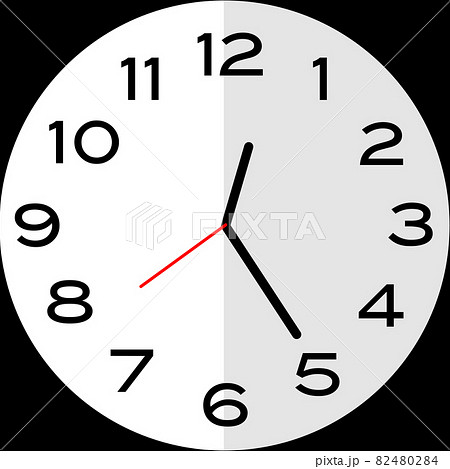 25 minutes past 12 o'clock analog clock icon 82480284