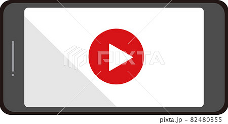 スマートフォン-動画再生(横向き)-白画面 スマートフォン-動画再生(横向き)-白画面 82480355