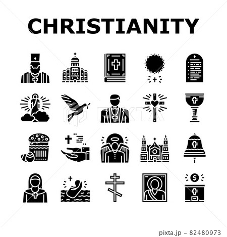 Christianity Religion Church Icons Set Vector 82480973