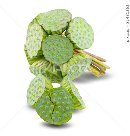 lotus seeds close up on white background 82481363