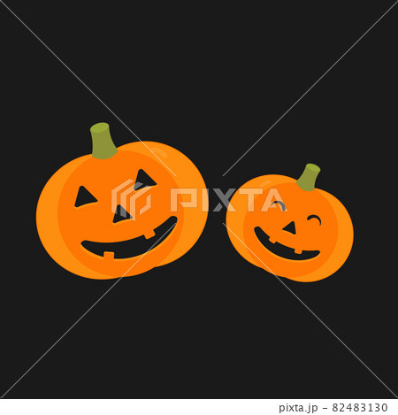 Halloween cute pumpkins on the black background Halloween cute pumpkins on the black background 82483130
