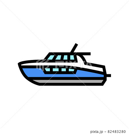 cabin cruiser boat color icon vector illustration 82483280
