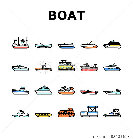 Boat Water Transportation Types Icons Set Vector Boat Water Transportation Types Icons Set Vector 82483613