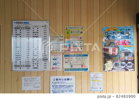 芸備線矢神駅の待合室内の運賃表とポスター 岡山県新見市 芸備線矢神駅の待合室内の運賃表とポスター 岡山県新見市 82483900