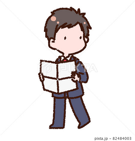 地図を広げながら迷子になっているサラリーマン男性 82484003