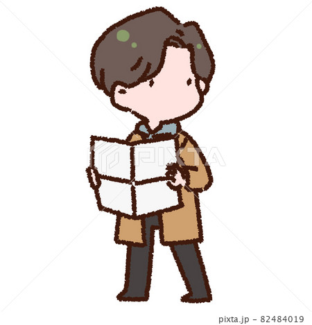 地図を広げながら迷子になっている男性 地図を広げながら迷子になっている男性 82484019