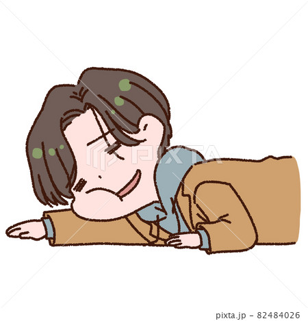 疲れて倒れている男性のイラスト素材