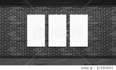 Mockup brick wall in Scandinavian style. Blank white poster with frame empty wall mock-up. 3d render. Mockup brick wall in Scandinavian style. Blank white poster with frame empty wall mock-up. 3d render. 82484604