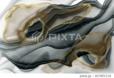 Abstract Luxury Fluid Art Background. Alcohol ink technique black and gold Abstract Luxury Fluid Art Background. Alcohol ink technique black and gold 82485316