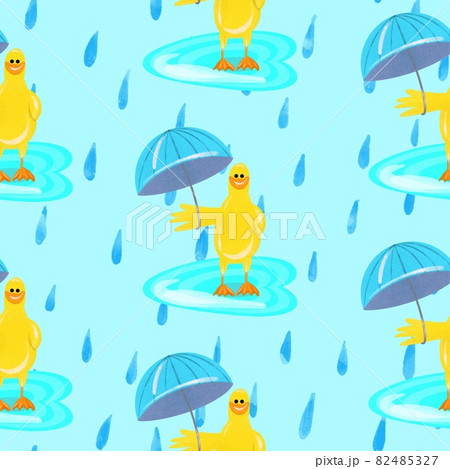 Funny duck in the rain seamless patternのイラスト素材 [82485327] - PIXTA