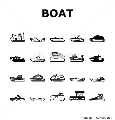 Boat Water Transportation Types Icons Set Vector Boat Water Transportation Types Icons Set Vector 82485361