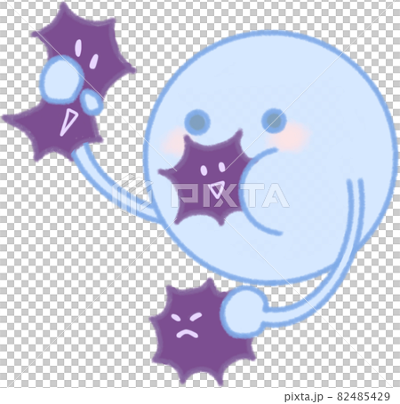 外敵やバイキンを掴んでは貪食しやっつける白血球 外敵やバイキンを掴んでは貪食しやっつける白血球 82485429