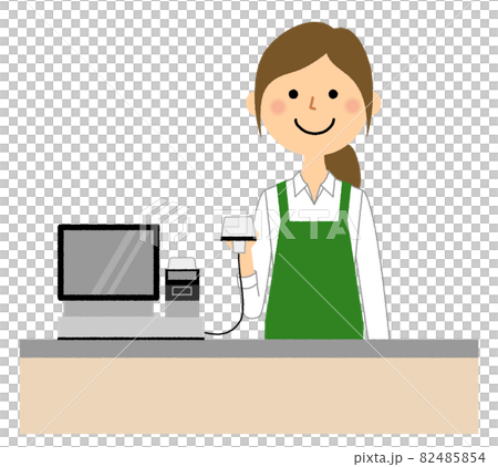 女性店員　レジ 82485854