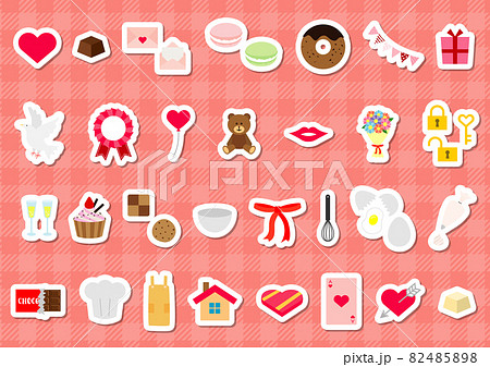 バレンタインのイラストセット バレンタインのイラストセット 82485898