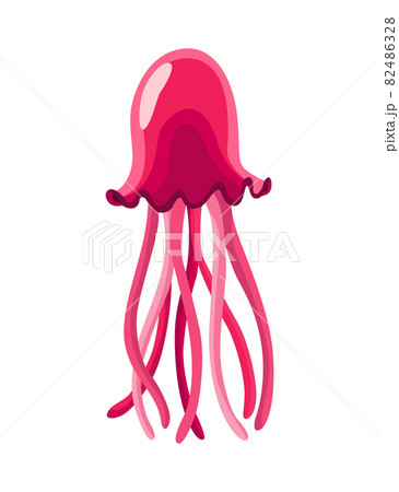 Jellyfish - sea and ocean animal. Fauna character in flat cartoon style. Vector cute colorful object isolated on white background Jellyfish - sea and ocean animal. Fauna character in flat cartoon style. Vector cute colorful object isolated on white background 82486328