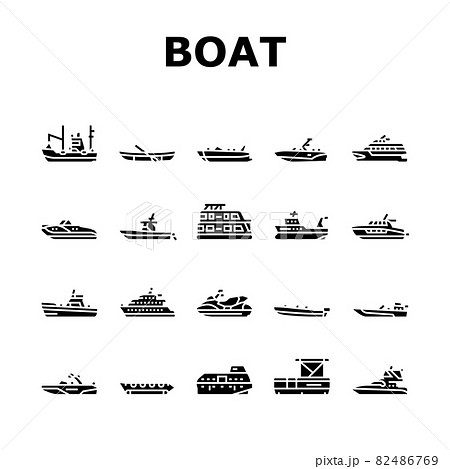 Boat Water Transportation Types Icons Set Vector 82486769