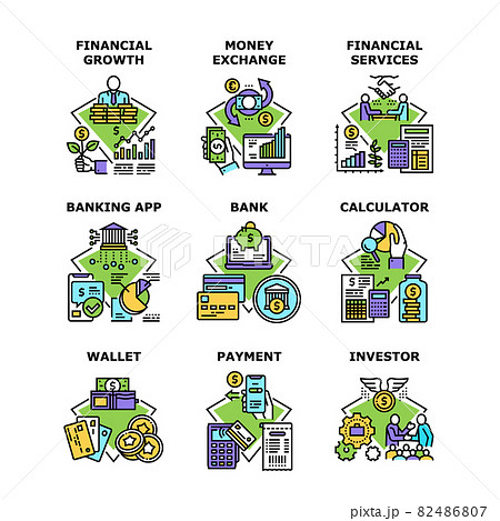 Financial Services Set Icons Vector Illustrations Financial Services Set Icons Vector Illustrations 82486807