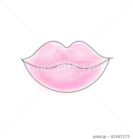 Woman Lips in Continuous Line Art Style with Editable Stroke Isolated on White Background. Vector Illustration for Your Design. 82487275