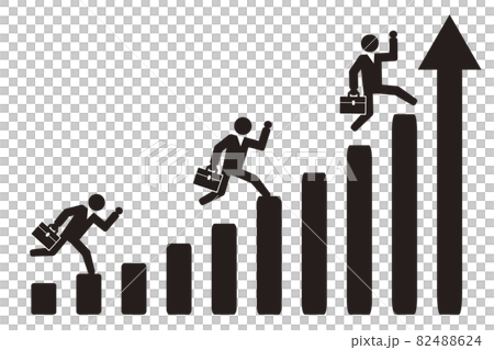 売上UPイメージ。ビジネスシーンのイラスト。目標達成に向けて走るビジネスマン。 82488624