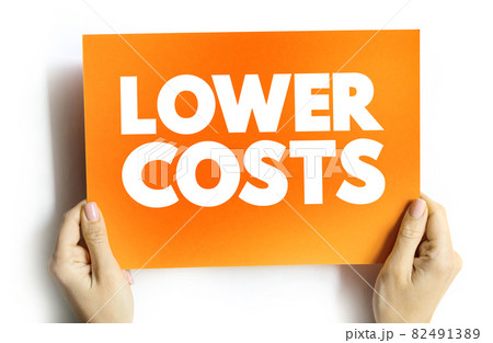 Lower Costs text card, concept background Lower Costs text card, concept background 82491389