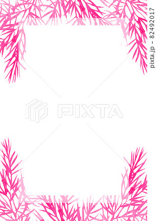 Watercolor winter greeting card with pink coniferous branches 82492017