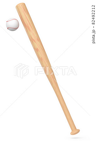 Wodoen professional softball or baseball bat and ball isolated on white. Wodoen professional softball or baseball bat and ball isolated on white. 82492212