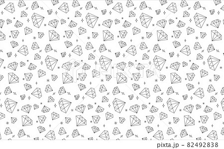 きらめく宝石カットの石モノクロパターン背景のイラスト素材 4928
