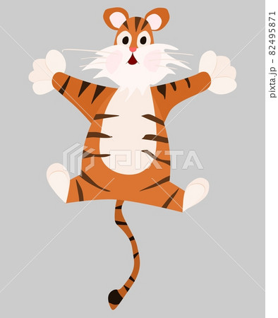 tiger jumping up funny character. flat style new 82495871