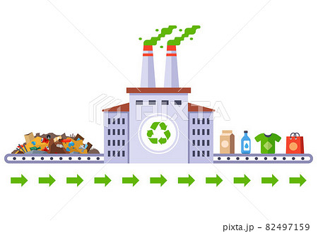 recycling garbage into new products. white plant with pipes. 82497159
