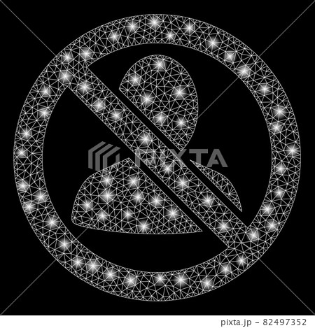 Glowing Mesh Wire Frame Restricted User with Light Spots 82497352