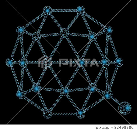 Glossy Mesh Wire Frame Qtum Currency with Flash Spots 82498286