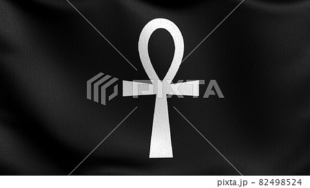 Ankh, cross sign flag blowing in the wind. 3D rendering illustration of waving sign. Ankh, cross sign flag blowing in the wind. 3D rendering illustration of waving sign. 82498524