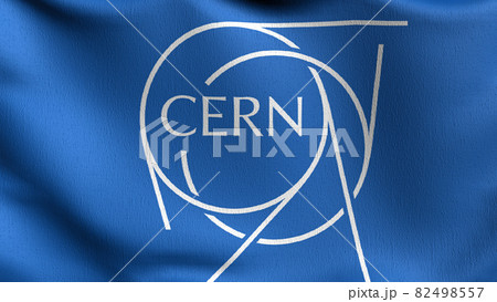 Flag of Cern blowing in the wind. 3D rendering illustration of waving sign. 82498557