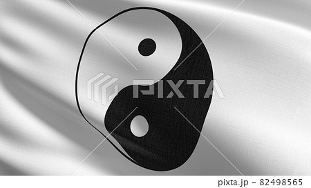 Yin and Yang. Chinese symbol blowing in the wind. 3D rendering illustration of waving sign. Contrast Yin and Yang. Chinese symbol blowing in the wind. 3D rendering illustration of waving sign. Contrast 82498565