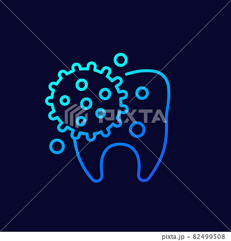 dental infection line icon with tooth and bacteria dental infection line icon with tooth and bacteria 82499508