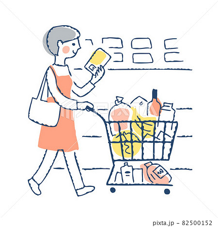 スーパーマーケットで買い物をしている女性 82500152