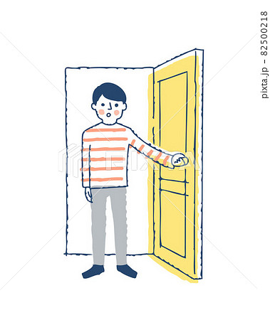 ドアを開けている男性のイラスト素材