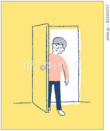部屋のドアを開けている男性のイラスト素材