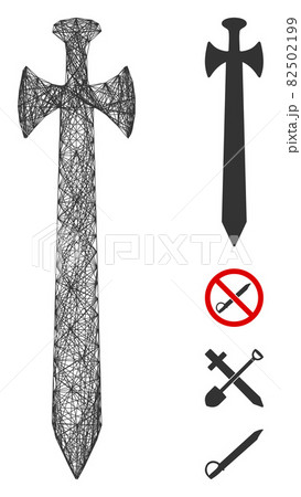 Hatched Medieval Sword Vector Mesh 82502199