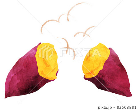 ほかほかの焼き芋のイラスト(水彩加工風) 82503881