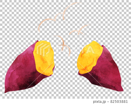 其他烤紅薯插畫（水彩處理風格） 82503881
