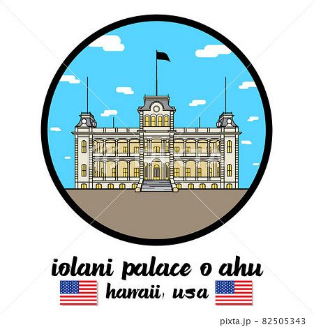 Circle icon Iolani Palace O ahu. vector illustration 82505343