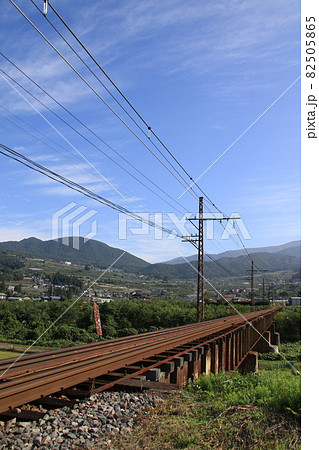 夜間瀬川に架かる長野電鉄長野線の鉄橋 夜間瀬川に架かる長野電鉄長野線の鉄橋 82505865