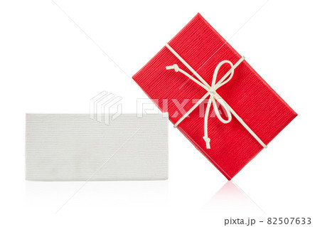 Red gift box isolated on white background. 82507633